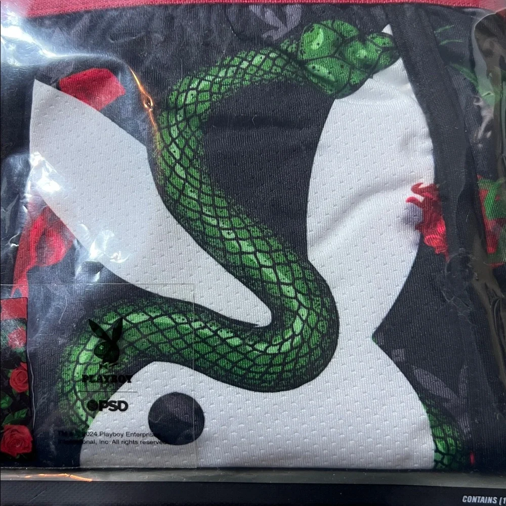 PSD x Playboy slither snake floral design boxer briefs black red size XXL NEW‎